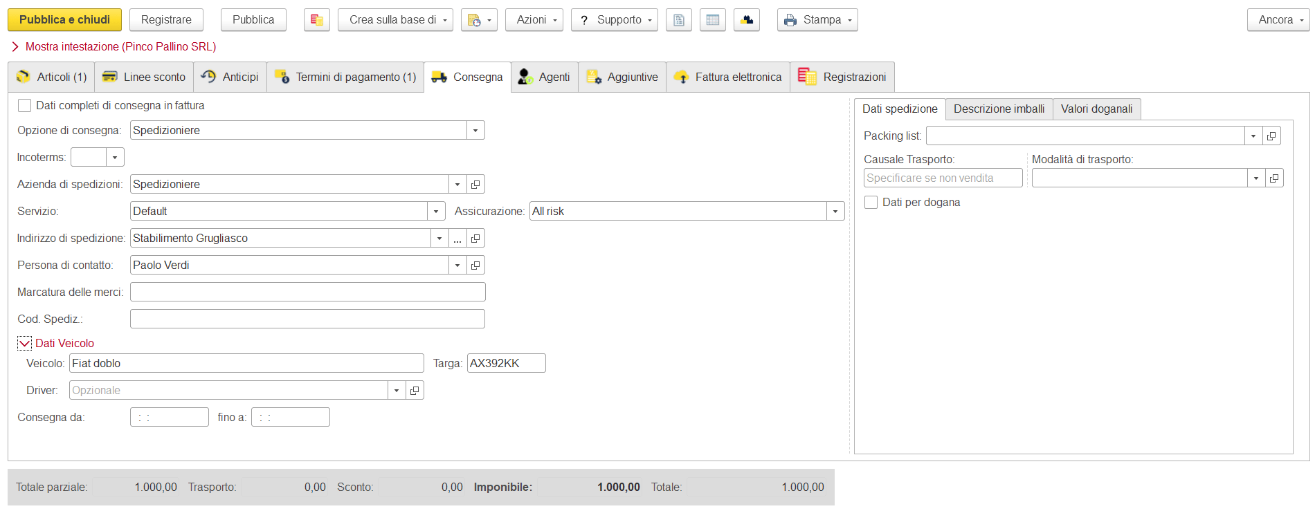 Documento di Trasporto Fattura Immediata