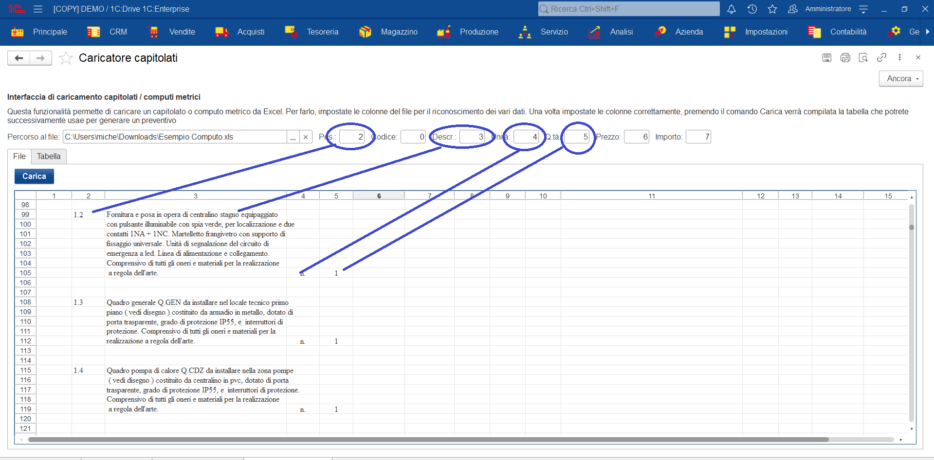 Mappatura computo metrico