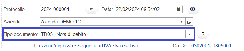 TD05 Nota di debito