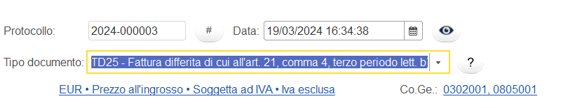 TD25 fattura differita